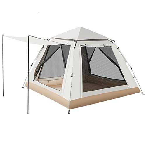 Qisan Hydraulic Dome Tent Automatic Camping Waterproof Tents 3-4 Person Canopy with Carrying Bag Easy to Set up and Package for Outdoor Garden Backpacking Hiking-Beige