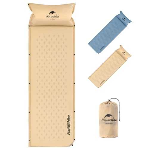 Naturehike Self-Inflating Sleeping Pad, Ultralight Memory Foam Camping Pad with Pillow, Fast Inflating, Sleeping Pad for Camping Hiking with Storage Bag, Single, Yellow
