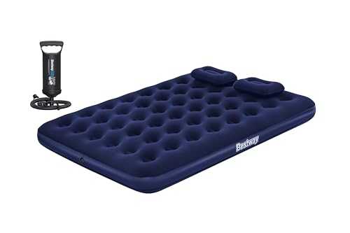 Bestway Comfort Quest Flocked Queen Size Air Bed with Pump - Blue, 80 x 60 x 8.5 Inch