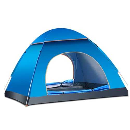 BELLIFFY 3 4 Person Automatic Folding Tent Family Beach Tent with Double Opening Portable Waterproof Camping Shelter Blue Ideal for Outdoor Activities and Picnics