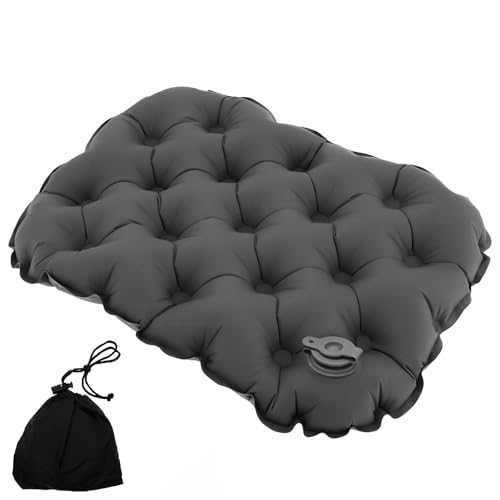 Fyeme Air Inflatable Seat Cushion Portable Travel Seat Cushion Blow Up Seats Cushions Inflatable Travel Cushion Lightweight Stadium Cushions Waterproof for Camping Office Long Sitting (grey)