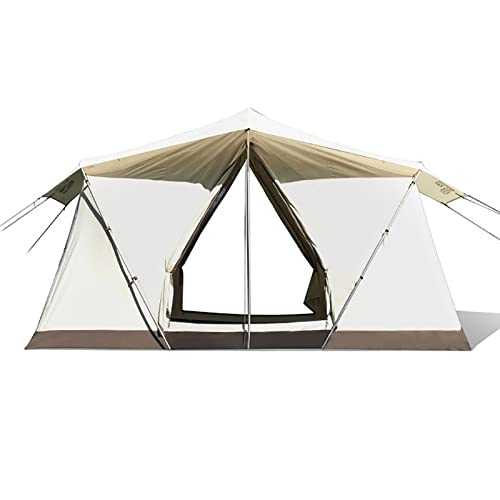 ROSG Camping Tents 3-4 Person Family Tents, Waterproof and Windproof Cotton Tent with Canopy, Double Tent Door Instant Cabin Tent for Beach Picnic Hiking Travel Sports Outdoor