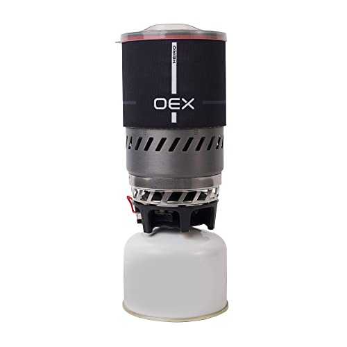 OEX Heiro Solo Stove with Built-in Piezo Ignitor & Stormproof Design, Portable, Compact & Lightweight All-in-one Cooking System and Pot, Wild Camping, Backpacking Trips & Long-distance Hikes