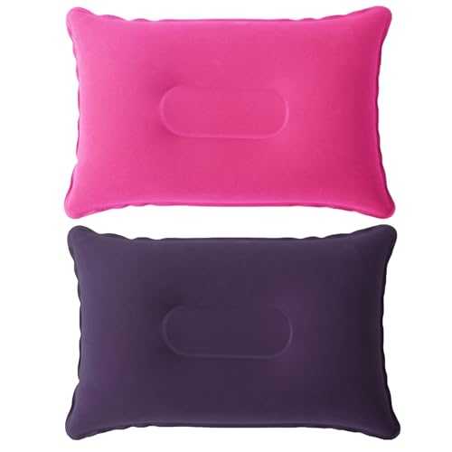 Inflatable Pillow, 2Pcs Blow up Pillow,Inflatable Pillows for Camping, Portable Ultra Light Air Camping Pillows for Adults Flocked Surface Cushion Neck Support for Travel Hiking Beach Outdoors Fishing