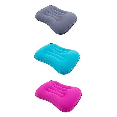 SKISUNO Ultralight Inflatable Camping Pillow Ergonomic Compressible Travel Pillow for Outdoor Adventures Tpu Material for Hiking Backpacking and Car Trips Pink