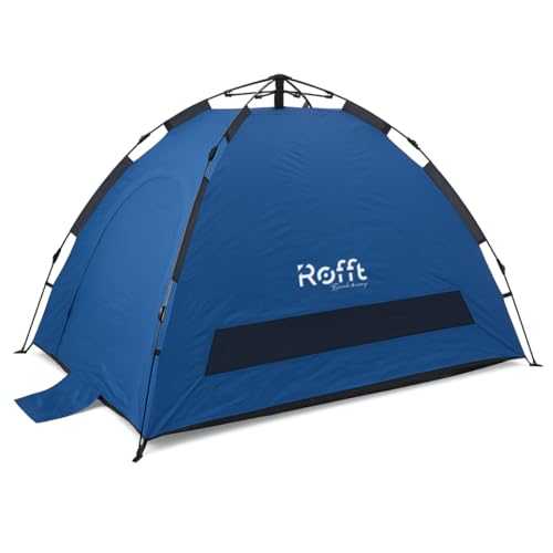 ROFFT Camping Tent, 3 Person Instant Pop Up Water Resistant Three Layer Automatic Dome Tent, Large Lightweight 2 Seasons, Backpacking Tent for Camping and Beach Extensible Porch Two mesh Doors