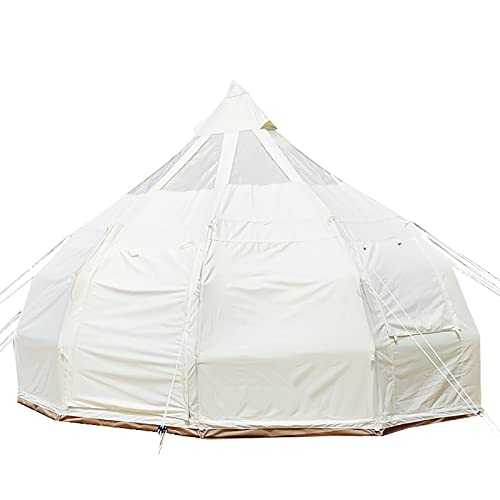 Retro Yurt Tent, 8~10 Person Oxford Cloth Water Proof Tent, Teardrop Shaped Pumpkin Tent with 1 Stove Jacks, Luxury All Season Tent for Camping Trips