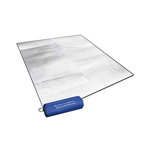 Ground Mat Camping Aluminum Sleeping Foam Mat 200 X 150 cm Insulating Thermal Waterproof Mat Foldable Double-Sided Tent Pad Ultralight Floor Mat of Aluminum Foil