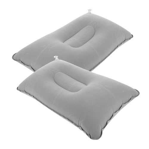 TOGEVAL 2Pcs Inflatable Camping Pillows Soft Flocked Travel Support for Backpacking Airplane Outdoor Use Portable Lumbar Cushions Comfortable Sleep Pillows
