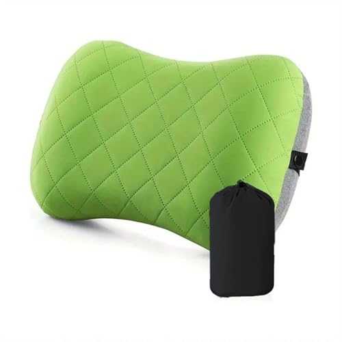 AOLUOER Ultralight Inflatable Camping Travel Pillow With Soft Washable Cover - Ergonomic Inflating Pillows For Neck Lumbar Support(Green)