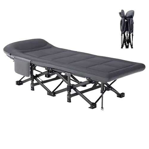 GXXINGIN Portable Folding Bed，Adult folding bed,Camping Cots for Adults Queen Size, Soft Fabric Comfortable Headrest Stable Support, Portable Bed for Adults, for Home Outdoor Travel