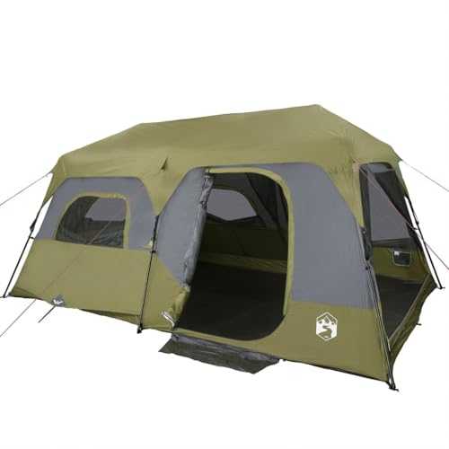 vidaXL Family Tent, Camping Tent, 9 People, Group Tent, Quick Release, Waterproof, Outdoor Tent with Removable Fly Tent, Insect Protection, Blue