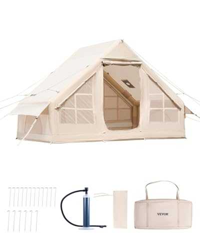 VEVOR Inflatable Tents for Camping,Easy Setup Inflatable Camping Tents with Hand Pump, 300D Oxford 4 Season Glamping Tent with Stove Jack, Storage Bag Included for Easy Taking