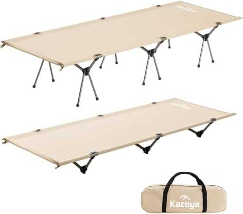 Kacoya Camping Cot, Ultralight 2in1 Folding Tent Bed with Leg Extenders, 330lbs Support, Khaki