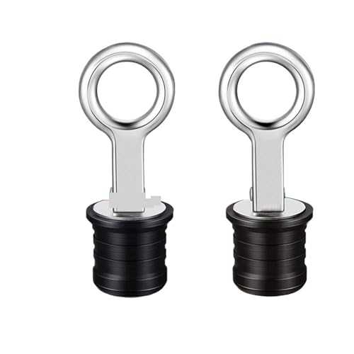 2PCS Stainless Steel Handle Rubber Drain Snap Tight Flip Style Hull Live Well Bilge Transom Seawall Marine Boat Accessories Boat Accessories Marine