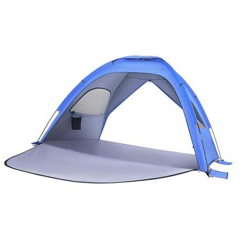 659C Navy 210x160x135cm Double-Door Beach Tent for 2-3 People, UPF 50+ UV Protection & 360° Ventilation, Lightweight Portable Sun Shelter for Beach/Camping/Vacation