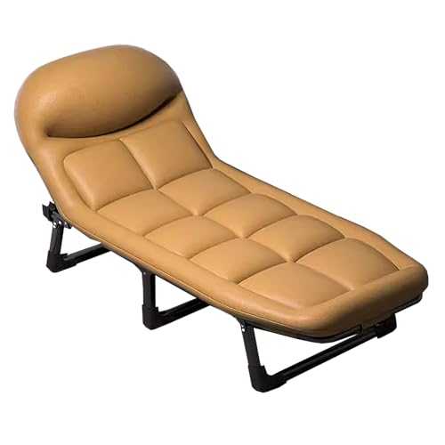GXXINGIN Portable Folding Bed，Camping Cots,Folding Bed with Mattress 6 Position Adjustable Backrest Camping Cots for Adults with 300kg Load Capacity Folding Camping Cot Sleeping Cot for Adult(Yellow,