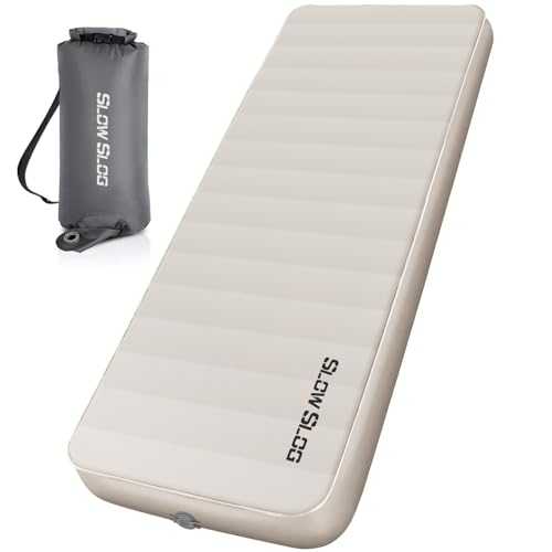 Single Self Inflating Sleeping Pad Foam Camping Mattress Cream