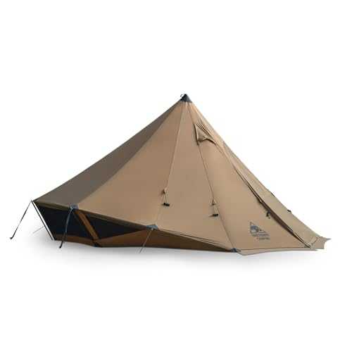 OneTigris GASTROPOD 2-6 Person Hot Tent With Stove Jack, Enhanced 3D Ventilation System, 3000mm waterproof rating, Includes Tent Poles, Stove Jack for Burning Stoves