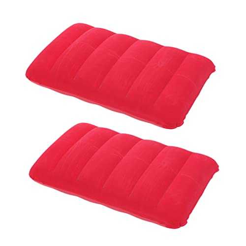 POPETPOP 2 Pcs Camping Pillow Out Door Pillows Outdoor Pillows Airplane Pillow Inflation Cushion for Nap Car Pillows Camp Pillow Key Boxes Wall Mounted Travel Red Square Pillow Portable