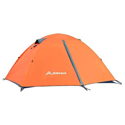 BISINNA 2 Man Camping Tent Waterproof Windproof Two Doors Lightweight Backpacking Tent Easy Setup Double Layer Outdoor Tent for Family Camping Hunting Hiking Mountaineering Travel