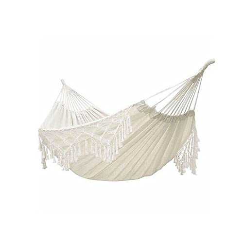 HJUGHPN Hammocks 2 Person Cotton Hammock With Tassel Garden Swing Bed Outdoor Double People Hammock Hanging Chair