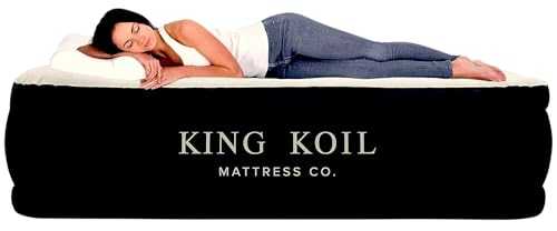 King Koil Luxury Full Size Plush Pillow Top Air Mattress with Built-in High-Speed Pump for Home, Camping & Guests-Inflatable Airbed Double High Blow Up Mattress, Durable, Waterproof - 1-Year Warranty