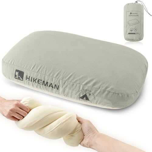 HIKEMAN Camping Memory Foam Pillow - Ultralight Travel Pillow Neck Support Pillow,Soft Ergonomic Sleeping Pillows for Camping,Car,Beach,Office (Grey)