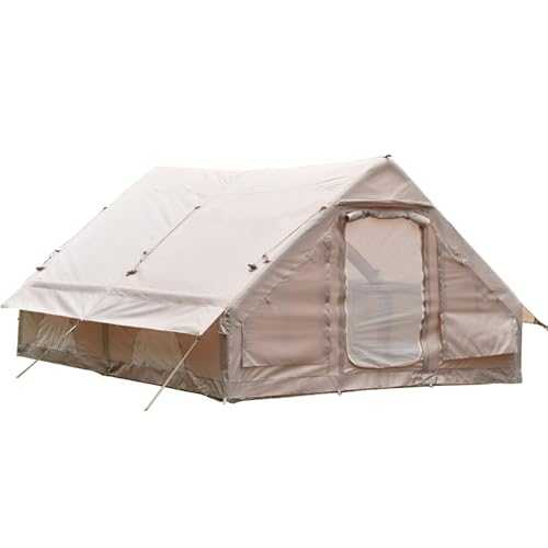Large Inflatable Camping House 2-6 Person Family Cabin Air Tents, 2 Rooms and 8 Windows with Mesh, Big Tent for Outdoor Picnic, Camping, Family Gathering