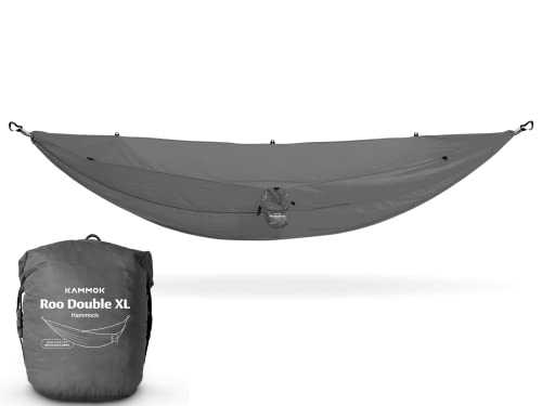 KAMMOK: Roo Double XL Hammock | Made from Strong & 100% Recycled Water Resistant Ripstop Fabric | Comfortable, Packable, Lightweight (Lifetime Adventure Grade Warranty), Granite Gray