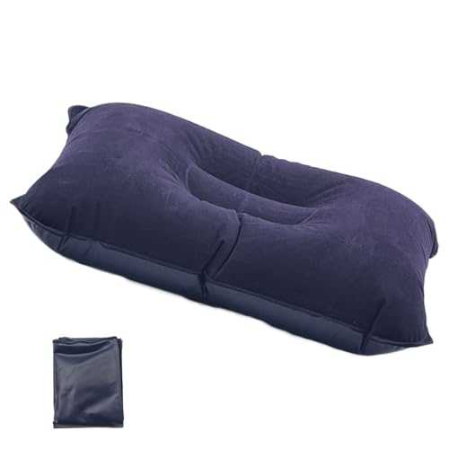 schone Inflatable Camping Pillow – 42cm x 26cm Travel Pillow with Flocked Surface – Waterproof PVC – Lightweight & Compact for Camping, Festivals, Hiking – Includes Repair Patch