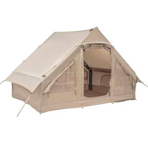 Large Inflatable HouseTent, Glamping Tent, Easy Setup 4 Season Waterproof Windproof Outdoor Cotton Tent, 6㎡ Inflatable Camping Tent with Pump for 3-4 People