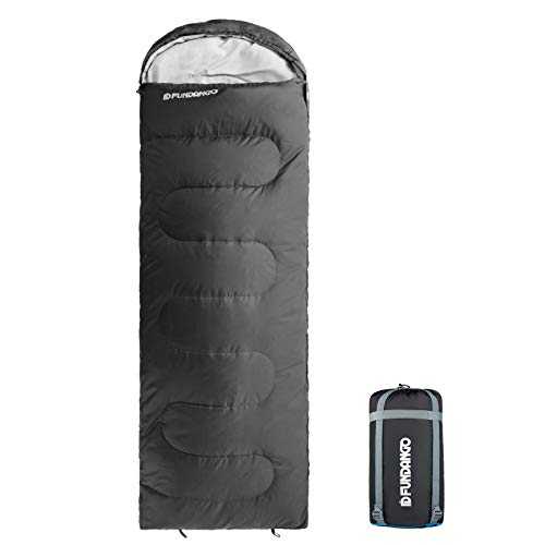 FUNDANGO Sleeping Bag 2-3 Season- Lightweight Waterproof Camping Sleeping Bag Indoor & Outdoor Use for Adults Kids for Hiking Backpacking and Camping with Compression Sack