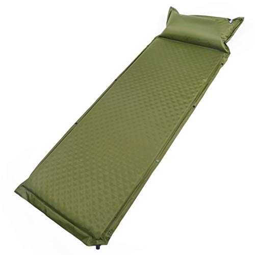 Outdoor 188 * 65 * 5cm Single Automatic Inflatable Cushion Pad Thickening Bed Mattress Camping Tent Lunch Leisure Mat, Camping Sleeping Mat (Color : RED, Size : Single) (Army Green Single) beautiful