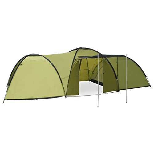 MOLVUS Camping Igloo Tent Spacious Breathable Sturdy Outdoor Dome Cabin Hiking Tents Canopy Shelter Cover 650x240x190cm 8 Person Green