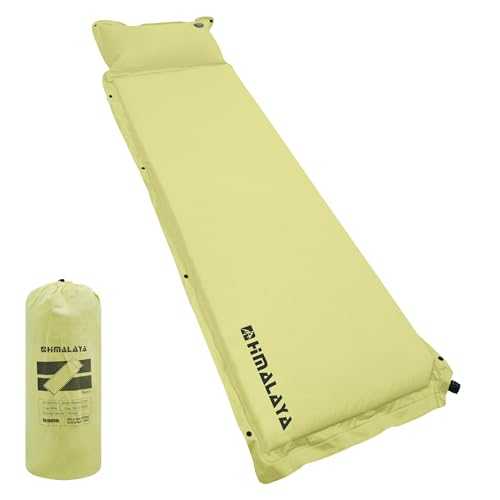喜马拉雅 Lightweight Camping Sleeping Pad Inflatable Sleeping Mat Compact Camping Air Mattress with Pillow Backpacking Camping Essentials Hiking Gear (Green, Single)
