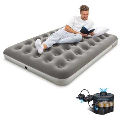 Bestway Premium Camping Double Airbed with Cordless Battery Pump, Double Flocked Inflatable Bed Portable, Air Mattress, Outdoor Camping Air Be