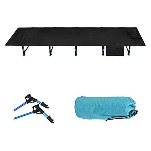 Outdoor Aluminum Alloy Folding Camping Bed Sports Universal Camp Cot with Carry Bag for Fishing Hiking Camping (Black)