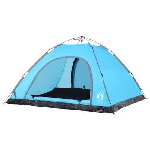 vidaXL 5-Person Blue Camping Tent - Easy Assembly with Quick-Release, E-Port, Dual Zippered Doors, Portable with Carry Bag, Waterproof Dome Shelter