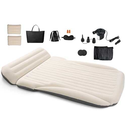 Ciremiv Car Bed with The Most Complete Car Sleeping Accessories | Leakproof Comfortable Durable Car Mattress | Built-in Pillow with Pump Car Air Mattress | for SUV Minivan Mpv Road Trip SUV Bed