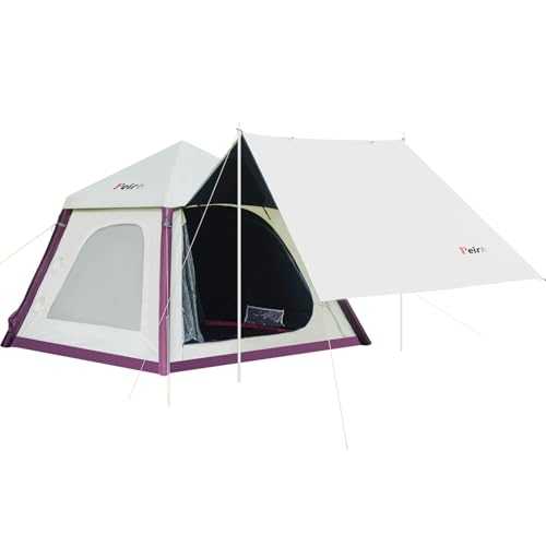 Peirhw Inflatable Tent with Large Canogy, Protable Air Camping Tent, 4 Season Easy Setup Family Tent for Camping 4 Person Mini Homestay 210x210x155cm 4.4 Square Metres
