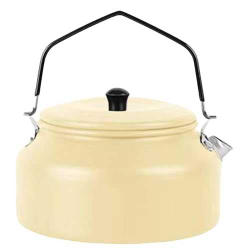 Fhkpsqkcn Aluminum Outdoor Hiking Kettle Pots Cookware 1100ml Camping Kettle Stovetop Whistling Teapot Camp Teas Coffee Pots