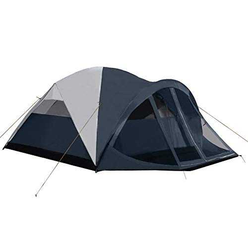 6 Person Dome Tent w/Removable Rain Fly and Screen Room, Water Resistant - Navy/Gray