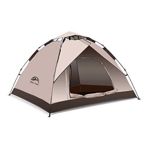 Happy Travel 3-4 Person Camping Tent, Instant Easy Pop Up Tents for Camping,Automatic Waterproof Family Camping Tent, Easy Set Up Tent,Portable Windproof Dome Tent for Camping Hiking & Traveling