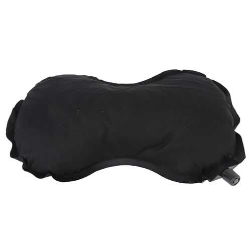 Comfortable Ergonomic Inflatable Travel Pillow, Neck & Lumbar Support Portable Camping Pillow for Nap, Camping, Hiking with Resilient Sponge Fill, Luxurious Soft Material (Black)