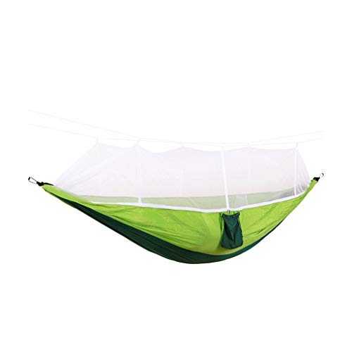 Hammock With Mosquito Net, Portable Single Double Hammock, for Outdoor Camping, Aerial Parachute Cloth Tent. Weight: 440.92lb (Color : Green)