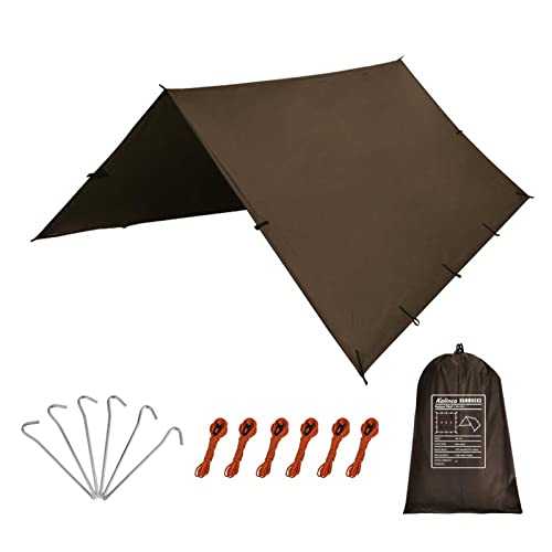 KALINCO Hammock Rain Fly Tent Tarp, 3mx3m Portable Waterproof Camping Tarp Sun/Snow Shelter for Outdoor Backpacking Hiking,Travel(Brown)