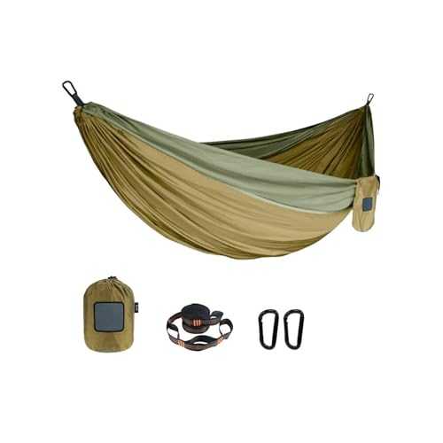 Camping Hammock - Durable Hammock 660 lb Capacity, Double Sizes w/Tree Straps and Attached Carry Bag - Portable for Travel/Backpacking/Beach/Backyard(C)