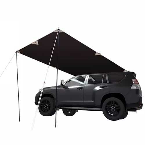 LJLAO Car Awning Car Tent Camping,Vinyl coating heat insulation and cooling/Black automatic heat absorption and warmth,6㎡ large area to accommodate 6-8 people,Black