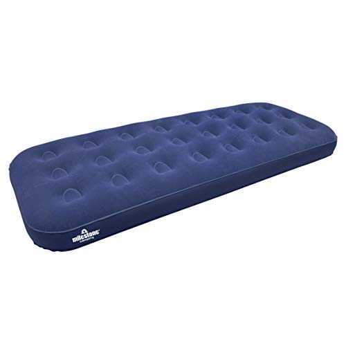 Milestone Camping 88000 Flocked Single Airbed/Easy Inflate & Deflate/Weatherproof/Great For Camping, Festivals, Sleepovers & Family Gatherings